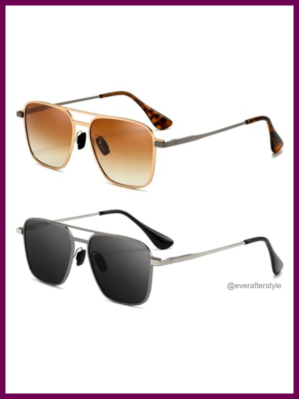 Square Aviator Sunglasses Polarized UV400 Metal Frame Unisex